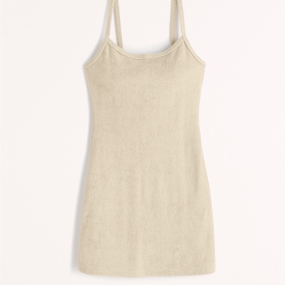 NWOT Abercrombie Terry Cloth Mini Dress, tan, M